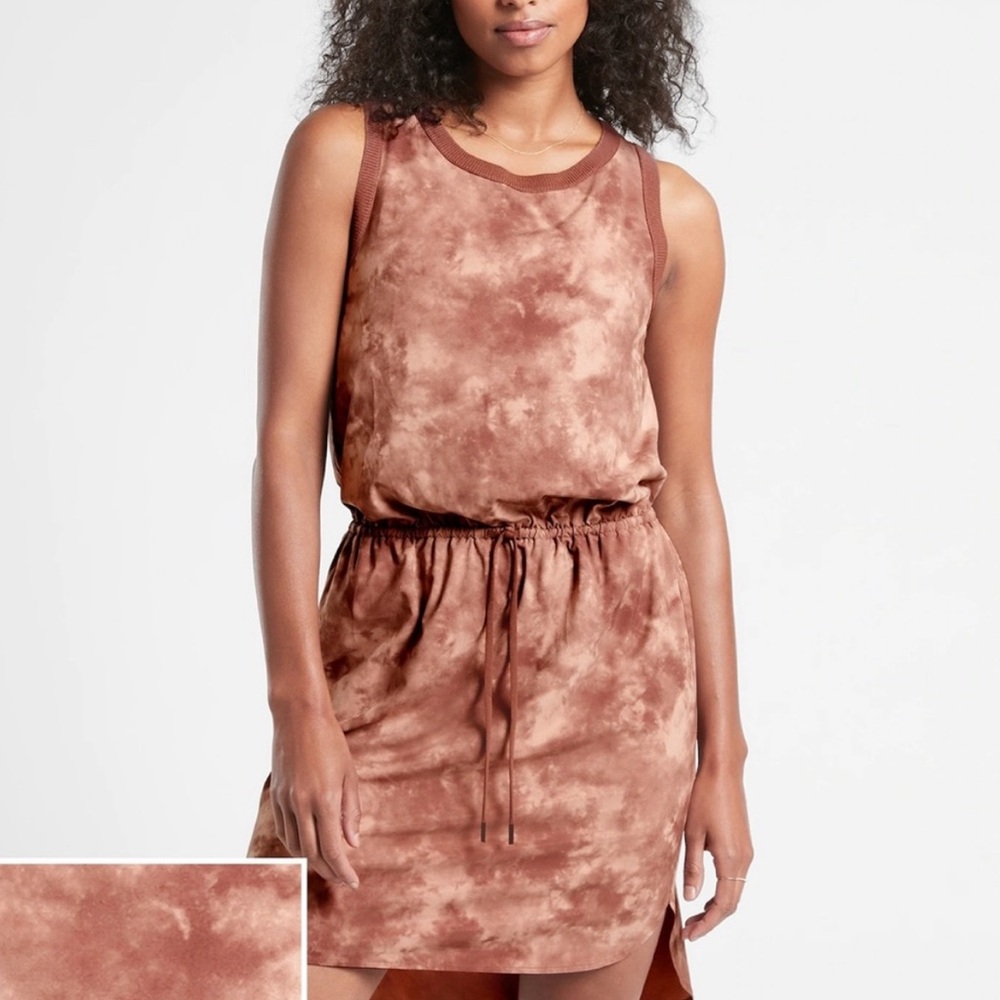 Athleta- Rincon Printed Dress Evian Heather Rose Pink Size M‎